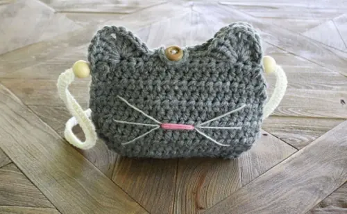 Bolsa de Crochê Gatinho
