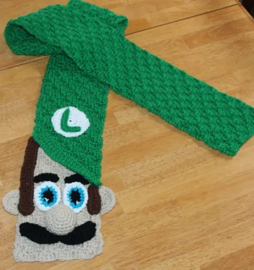 Cachecol Mario e Luigi Mario Bros em Crochê