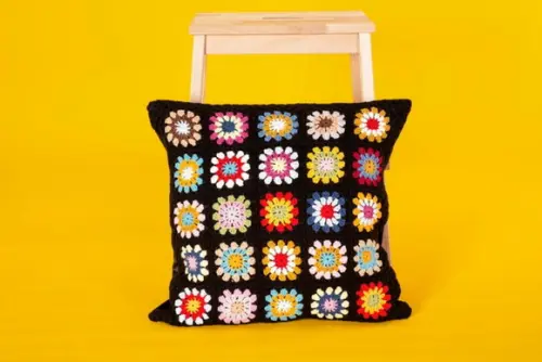 Capa almofada de crochê