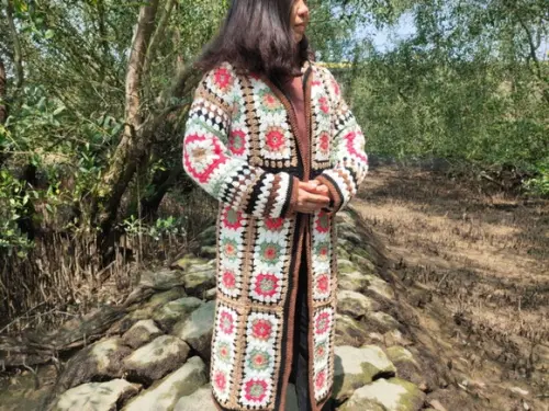 cardigan de crochê