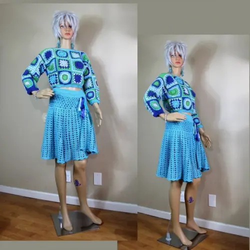 Conjunto Blusa + Saia em Crochê