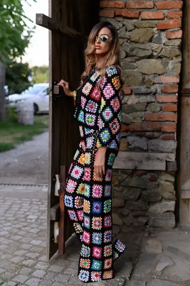 Conjunto cardigan e calça em crochê