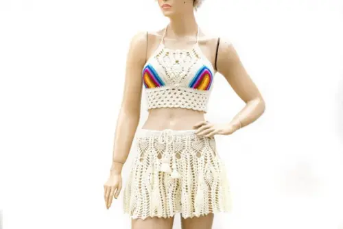 Conjunto moda praia em crochê