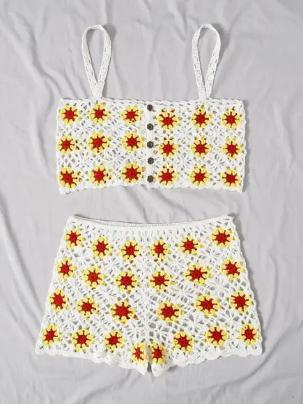 Conjunto praia em crochê