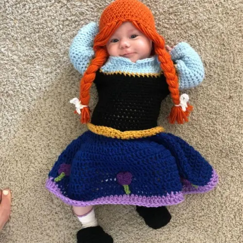 Fantasia Anna Frozen em Crochê