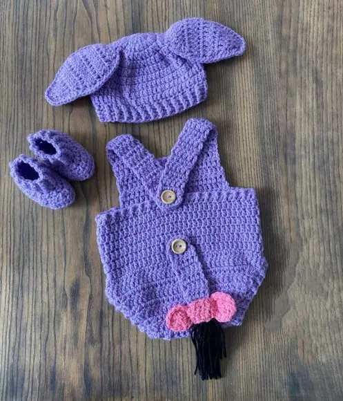 Fantasia Bisonho em Crochê ursinho Pooh