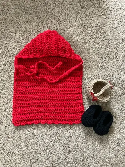 Fantasia Chapeuzinho Vermelho em Crochê