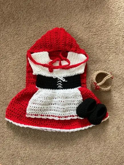 Fantasia Chapeuzinho Vermelho em Crochê