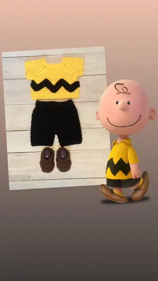 Fantasia Charlie Brown em Crochê