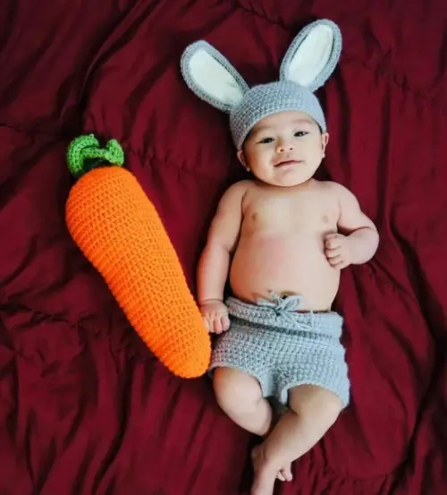 Fantasia Coelho em Crochê Newborn Ensaio Fotográfico