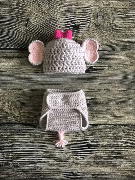 Fantasia Elefante em Crochê Newborn