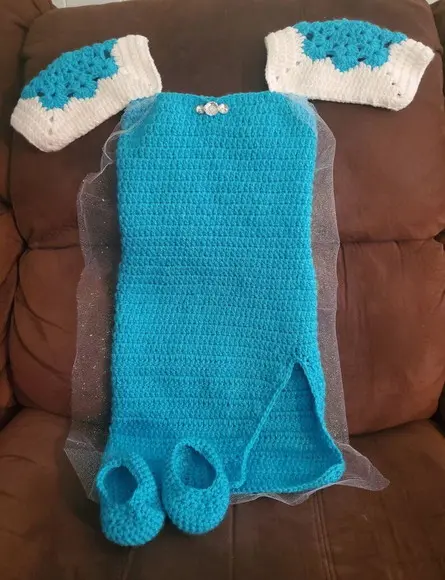 Fantasia Elsa Frozen em Crochê