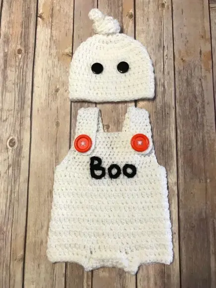 Fantasia Fantasma Bebe em Crochê