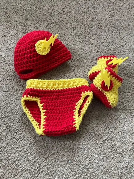 Fantasia Flash Super Heroi da Marvel em Crochê