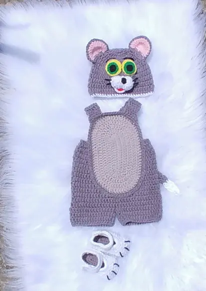 Fantasia Gato Tom "tom e Jerry"em Crochê