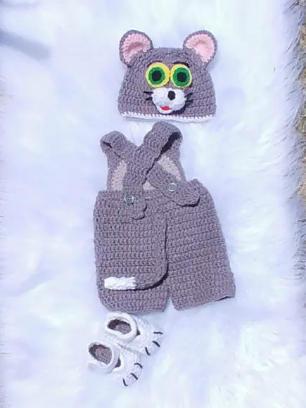 Fantasia Gato Tom tom e Jerryem Crochê
