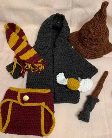 Fantasia Harry Potter em Crochê Ensaio Fotográfico Newborn