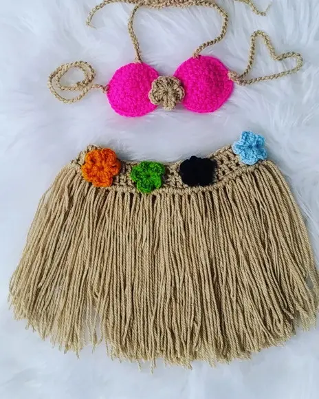 Fantasia Havaiana de Crochê para Bebê