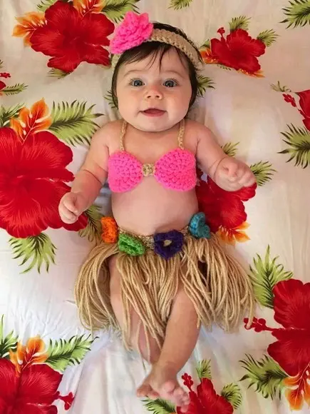 Fantasia Havaiana Bebê Newborn Ensaio Fotográfico
