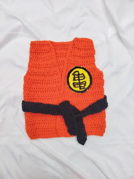 Fantasia Kuririn Krillin Dragon em Crochê Ensaio Fotográfico