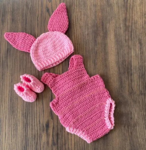 Fantasia Leitão em Crochê 'ursinho Pooh