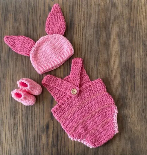 Fantasia Leitão em Crochê 'ursinho Pooh