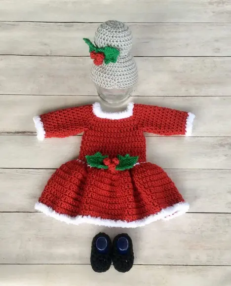 Fantasia Natal em Crochê Vestido
