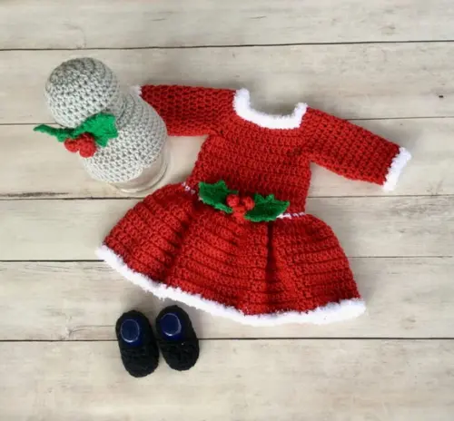 Fantasia Natal em Crochê Vestido
