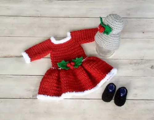 Fantasia Natal em Crochê Vestido