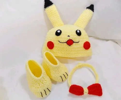 Fantasia Pikachu de Crochê Bebe