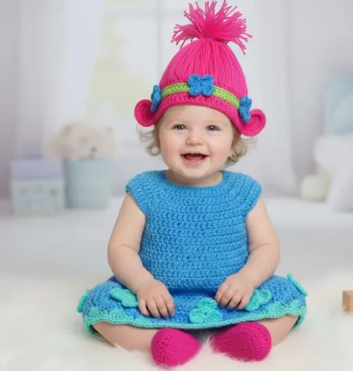 Fantasia Poppy Trolls em Crochê