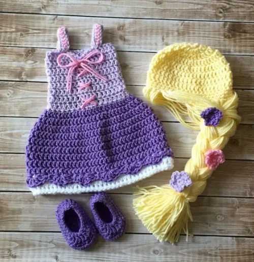 Fantasia Rapunzel em Crochê