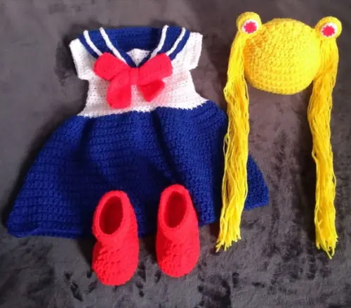 Fantasia Sailor Moon a Navegante da Lua em Crochê