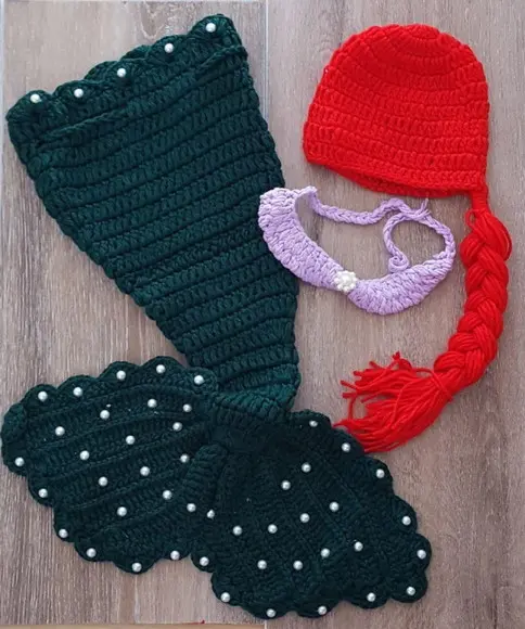 Fantasia Sereia Ariel de Crochê