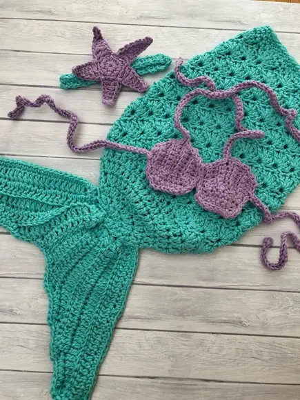 Fantasia Sereia de Crochê Newborn