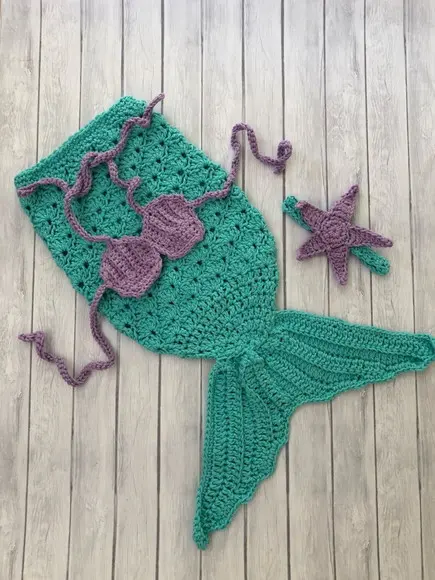 Fantasia Sereia de Crochê Newborn
