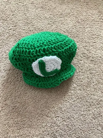 Fantasia Super Mario Bros Luigi em Crochê