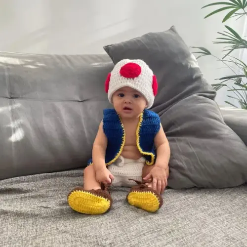 Fantasia Toad do Super Mario Bros em Crochê