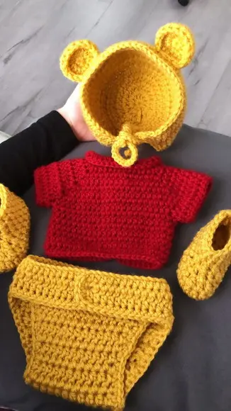 Fantasia Urso Pooh em Crochê