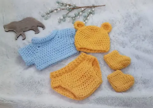 Fantasia Urso Pooh Menino em Crochê