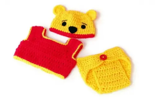 Fantasia Urso Pooh em Crochê Ensaio Fotográfico Newborn