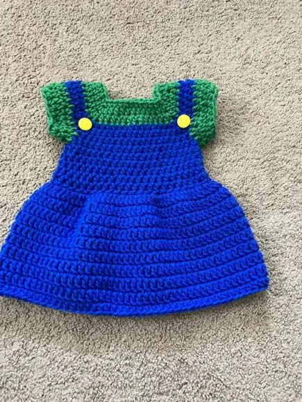 Fantasia Vestido Mario Bros em Crochê
