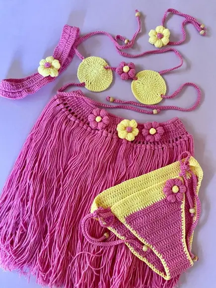 Havaiana Conjunto Infantil em Crochê