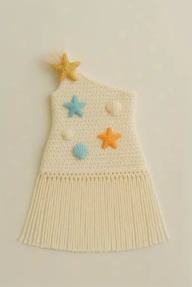 Kit Vestido Conjunto e Fantasia em Crochê