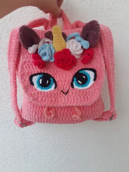 Mochila de Crochê Unicórnio