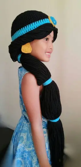Peruca Princesa Jasmine em Crochê