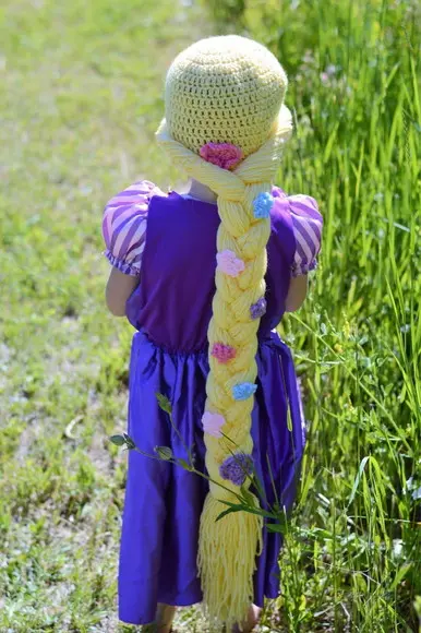 Peruca Touca Rapunzel em Crochê