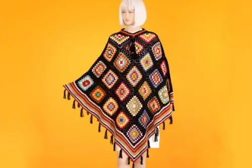 Poncho de crochê