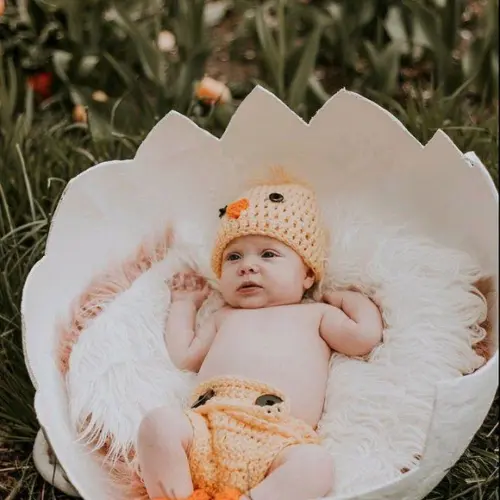 Roupinha em crochê para ensaio fotográfico em bebe