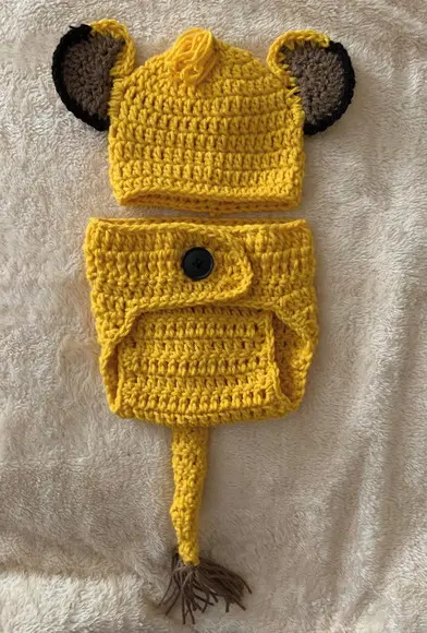 Roupinha Simba de crochê,para ensaio fotográfico bebe